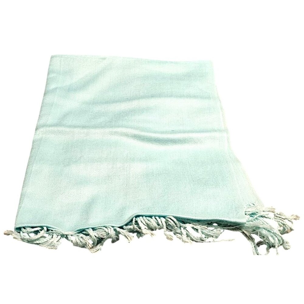 Pastelona Light Blue Woven Scarf With Fringe Edges - Picture 3 of 6
